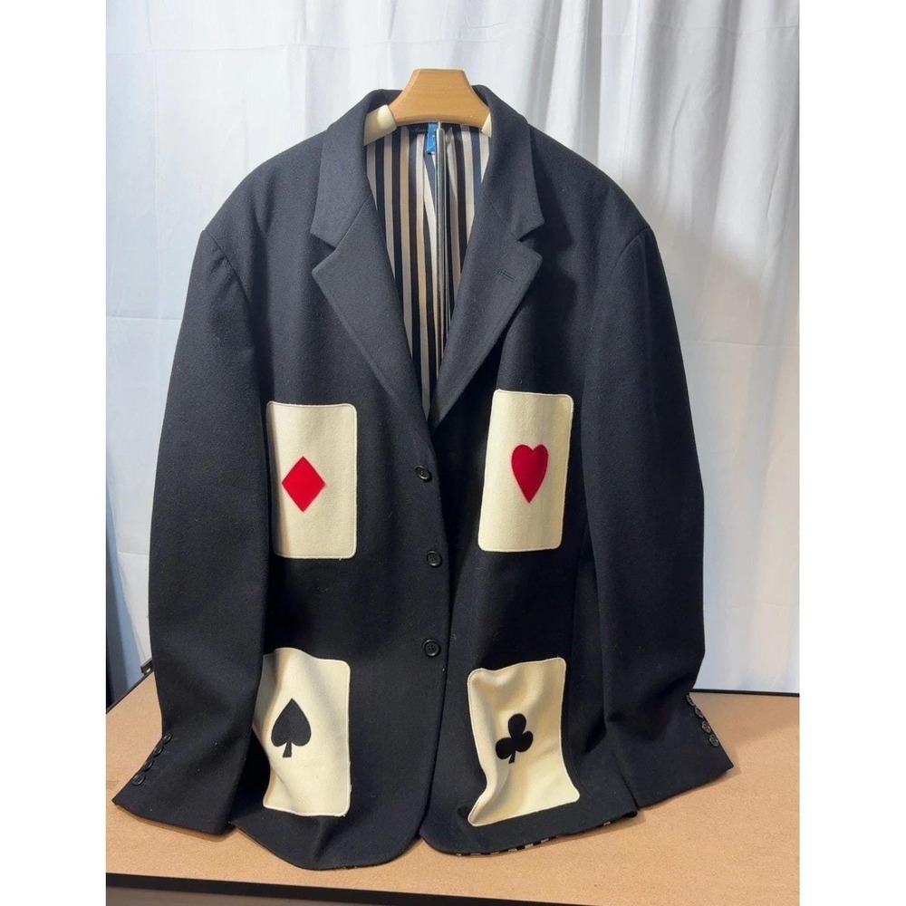 Rare Vintage Moschino Cheap & Chic Playing Card Wool Blazer Italy Casino Jacket